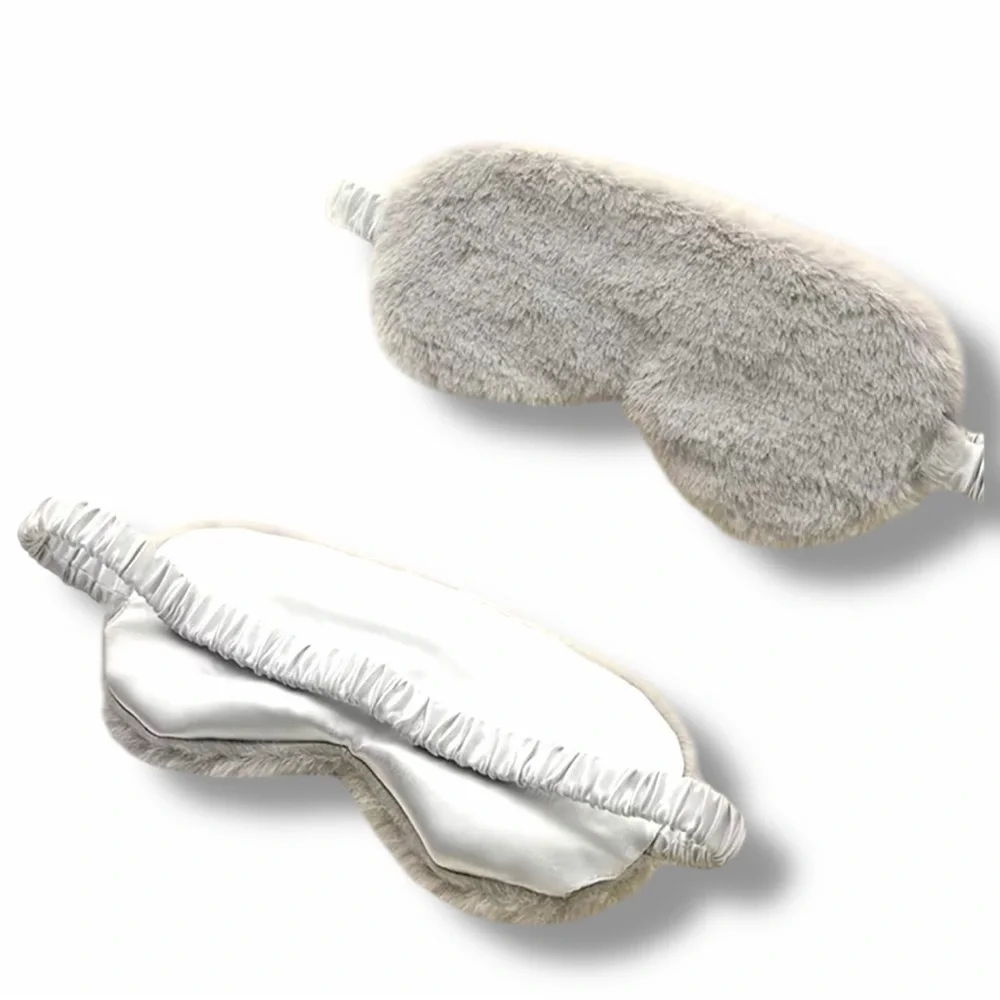 NWT Plush Satin Sleep Eye Mask Soft Faux Fur Adjustable l Eye Cover